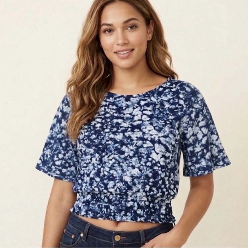 NWT - Michael Kors Women's Tie Dye Knit Top Blue  Elastic Bottom